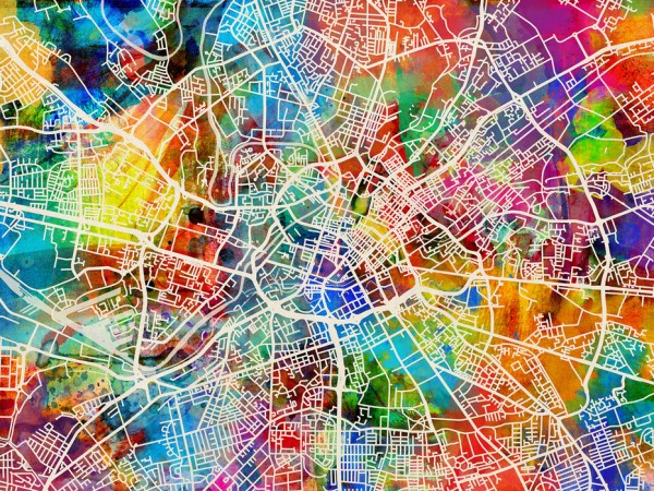 輸入壁紙 カスタム壁紙 PHOTOWALL / Manchester Street Map Multicolour (e50097)