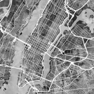 輸入壁紙 カスタム壁紙 PHOTOWALL / New York Street Map B/W (e50100)