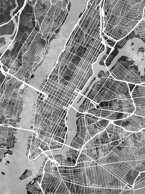 輸入壁紙 カスタム壁紙 PHOTOWALL / New York Street Map B/W (e50100)
