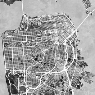 輸入壁紙 カスタム壁紙 PHOTOWALL / San Fransisco Street Map B/W (e50110)