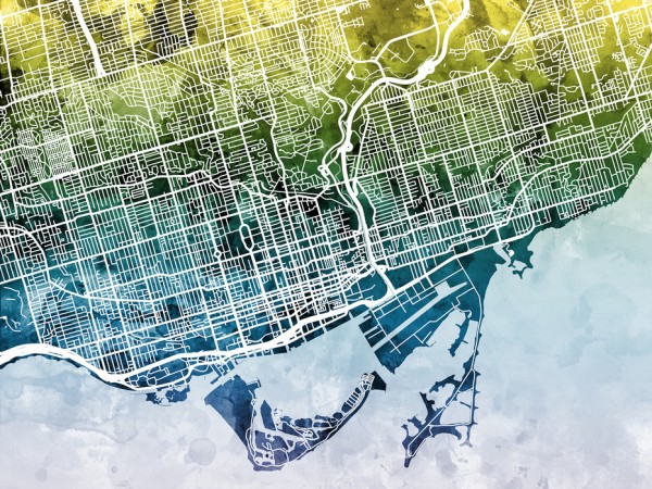 輸入壁紙 カスタム壁紙 PHOTOWALL / Toronto Street Map Bluegreen (e50114)