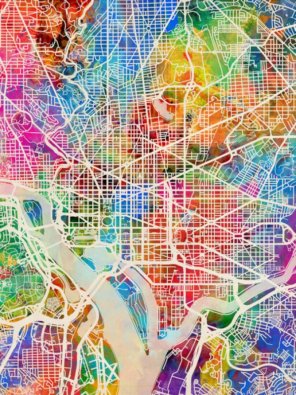 輸入壁紙 カスタム壁紙 PHOTOWALL / Washington DC Street Map Multicolour (e50117)