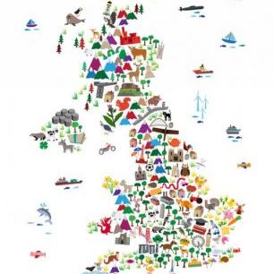 輸入壁紙 カスタム壁紙 PHOTOWALL / Animal Map UK (e50179)