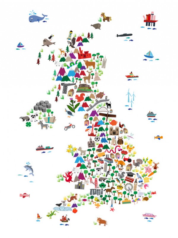 輸入壁紙 カスタム壁紙 PHOTOWALL / Animal Map UK (e50179)