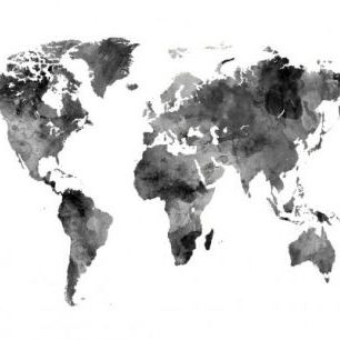 輸入壁紙 カスタム壁紙 PHOTOWALL / Watercolour World Map Black (e50183)
