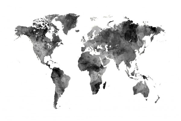 輸入壁紙 カスタム壁紙 PHOTOWALL / Watercolour World Map Black (e50183)