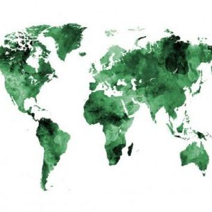 輸入壁紙 カスタム壁紙 PHOTOWALL / Watercolour World Map Green (e50185)