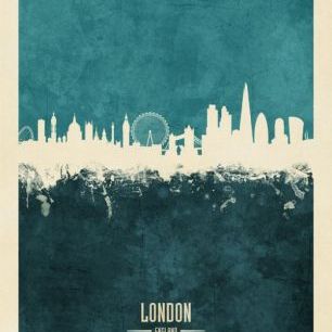 輸入壁紙 カスタム壁紙 PHOTOWALL / London England Skyline Blue (e310702)