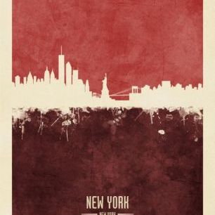 輸入壁紙 カスタム壁紙 PHOTOWALL / New York Skyline Red (e310705)