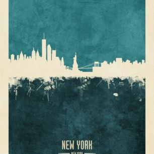 輸入壁紙 カスタム壁紙 PHOTOWALL / New York Skyline Blue (e310704)