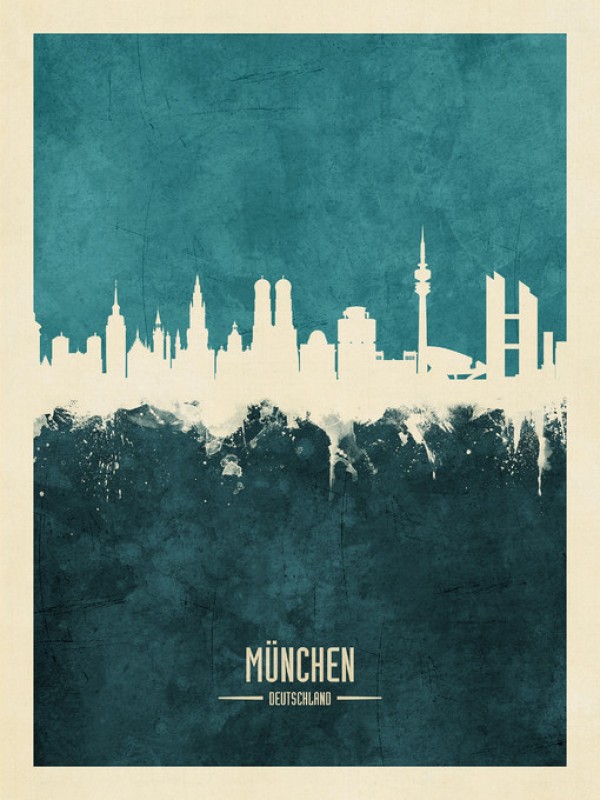 輸入壁紙 カスタム壁紙 PHOTOWALL / Munich Germany Skyline Blue (e310710)