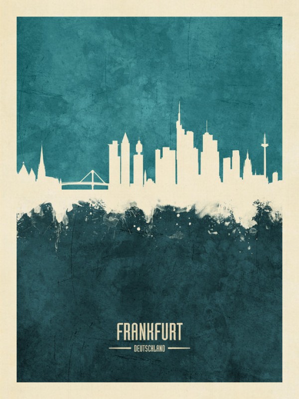 輸入壁紙 カスタム壁紙 PHOTOWALL / Frankfurt Germany Skyline Blue (e310712)