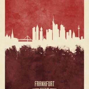 輸入壁紙 カスタム壁紙 PHOTOWALL / Frankfurt Germany Skyline Red (e310713)