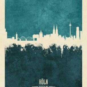 輸入壁紙 カスタム壁紙 PHOTOWALL / Cologne Germany Skyline Blue (e310716)
