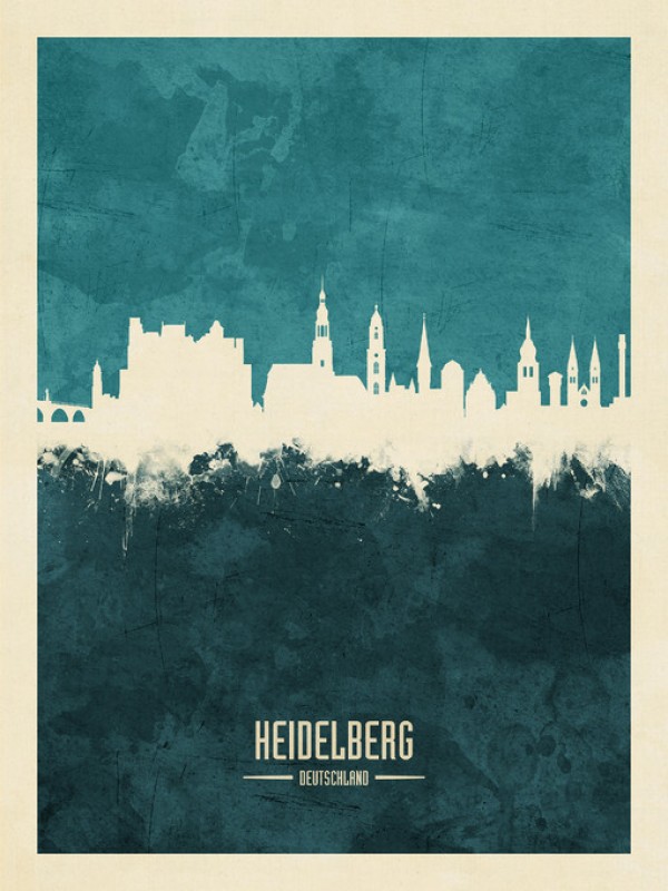 輸入壁紙 カスタム壁紙 PHOTOWALL / Heidelberg Germany Skyline Blue (e310720)