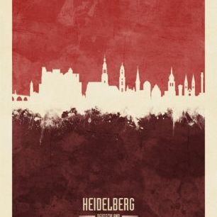 輸入壁紙 カスタム壁紙 PHOTOWALL / Heidelberg Germany Skyline Red (e310721)