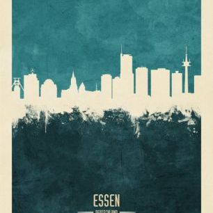 輸入壁紙 カスタム壁紙 PHOTOWALL / Essen Germany Skyline Blue (e310726)