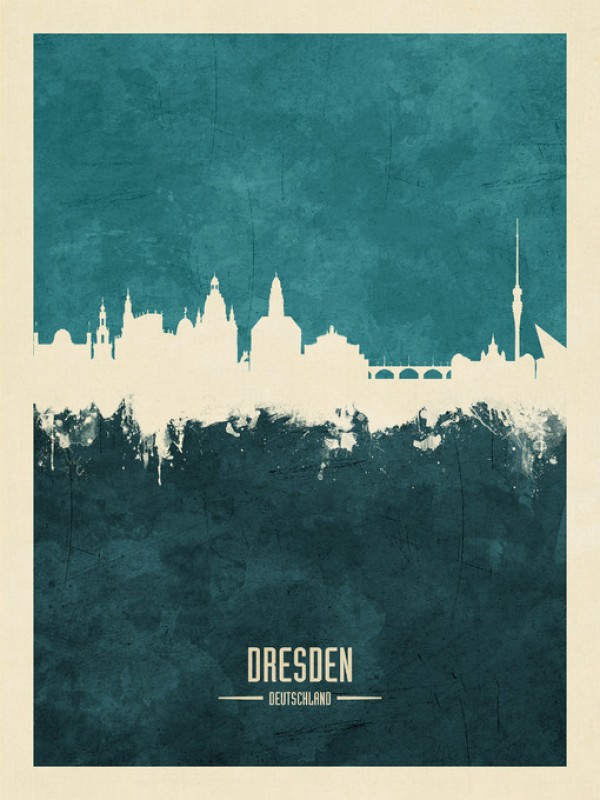 輸入壁紙 カスタム壁紙 PHOTOWALL / Dresden Germany Skyline Blue (e310728)
