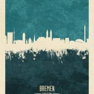 輸入壁紙 カスタム壁紙 PHOTOWALL / Bremen Germany Skyline Blue (e310732)