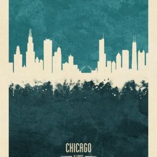 輸入壁紙 カスタム壁紙 PHOTOWALL / Chicago Illinois Skyline Blue (e310736)