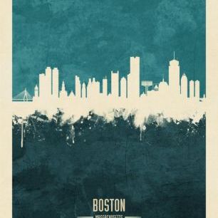 輸入壁紙 カスタム壁紙 PHOTOWALL / Boston Massachusetts Skyline Blue (e310738)