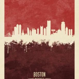 輸入壁紙 カスタム壁紙 PHOTOWALL / Boston Massachusetts Skyline Red (e310739)