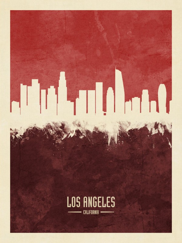 輸入壁紙 カスタム壁紙 PHOTOWALL / Los Angeles California Skyline Red (e310743)