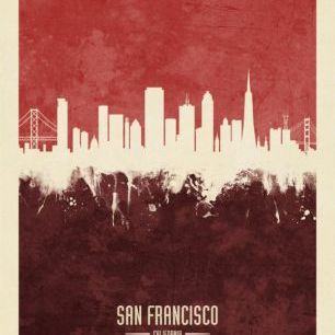 輸入壁紙 カスタム壁紙 PHOTOWALL / San Francisco California Skyline Red (e310745)
