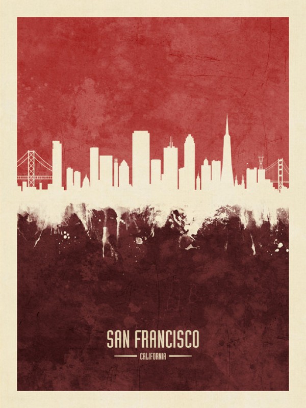輸入壁紙 カスタム壁紙 PHOTOWALL / San Francisco California Skyline Red (e310745)