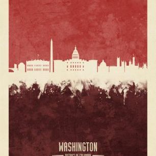 輸入壁紙 カスタム壁紙 PHOTOWALL / Washington DC Skyline Red (e310747)
