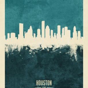 輸入壁紙 カスタム壁紙 PHOTOWALL / Houston Texas Skyline Blue (e310754)