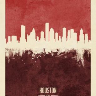 輸入壁紙 カスタム壁紙 PHOTOWALL / Houston Texas Skyline Red (e310755)
