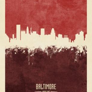 輸入壁紙 カスタム壁紙 PHOTOWALL / Baltimore Maryland Skyline Red (e310757)