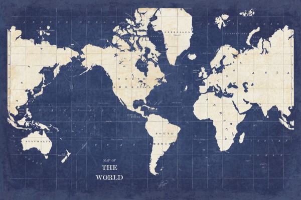 輸入壁紙 カスタム壁紙 PHOTOWALL / Blueprint World Map - No Border (e311280)
