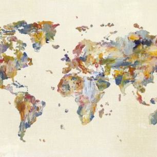 輸入壁紙 カスタム壁紙 PHOTOWALL / Global Palettes Map on Vintage Linen (e311336)