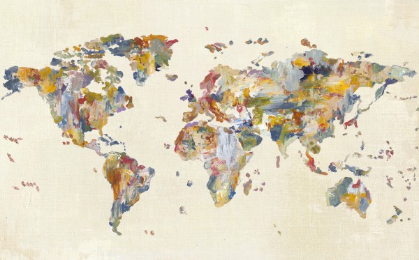 輸入壁紙 カスタム壁紙 PHOTOWALL / Global Palettes Map on Vintage Linen (e311336)
