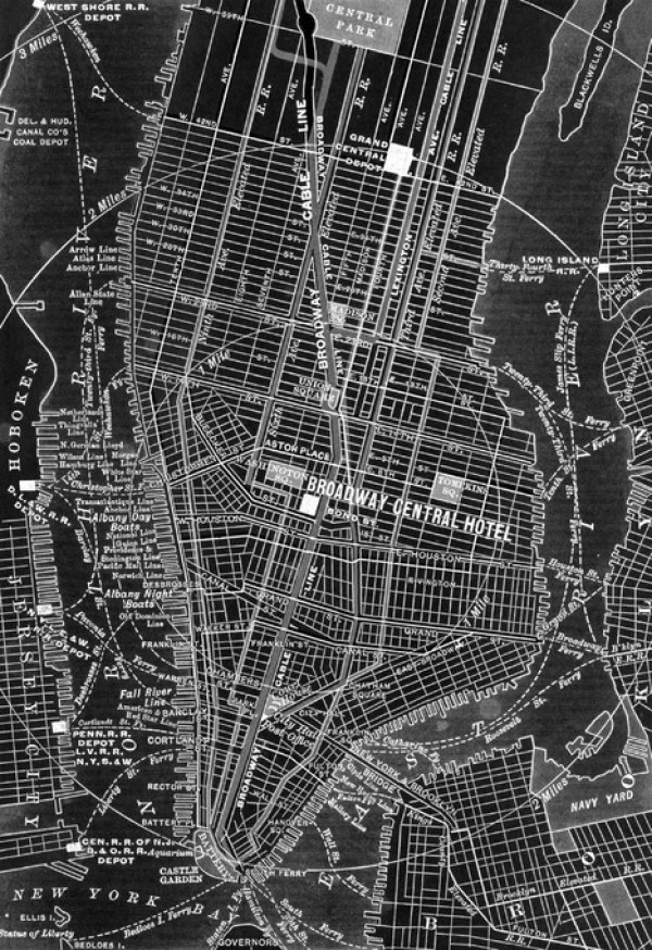 輸入壁紙 カスタム壁紙 PHOTOWALL / Broadway Central NYC Map (e311339)