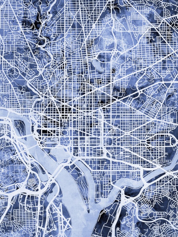 輸入壁紙 カスタム壁紙 PHOTOWALL / Washington DC Street Map (e311385)
