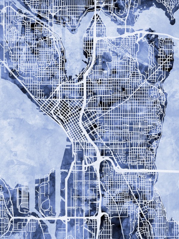 輸入壁紙 カスタム壁紙 PHOTOWALL / Seattle Washington Street Map (e311393)
