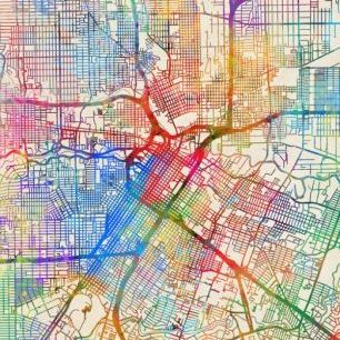 輸入壁紙 カスタム壁紙 PHOTOWALL / Houston Texas City Street Map (e311400)