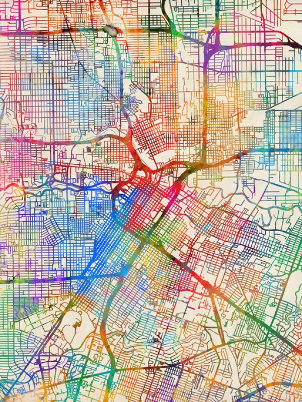 輸入壁紙 カスタム壁紙 PHOTOWALL / Houston Texas City Street Map (e311400)