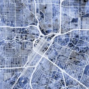 輸入壁紙 カスタム壁紙 PHOTOWALL / Houston Texas City Street Map (e311401)