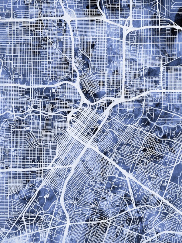 輸入壁紙 カスタム壁紙 PHOTOWALL / Houston Texas City Street Map (e311401)
