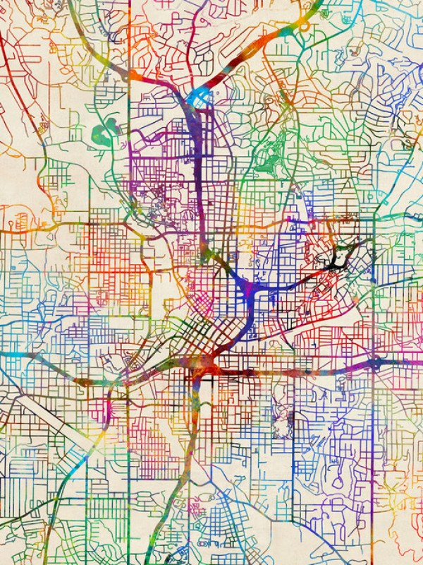 輸入壁紙 カスタム壁紙 PHOTOWALL / Atlanta Georgia City Map (e311403)