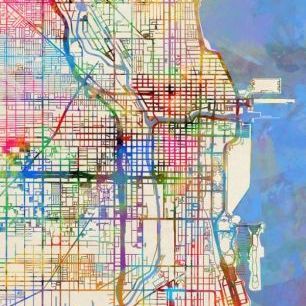 輸入壁紙 カスタム壁紙 PHOTOWALL / Chicago City Street Map (e311406)