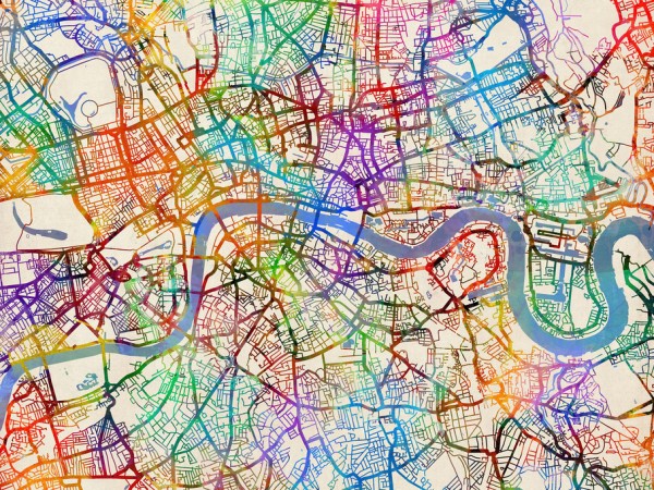 輸入壁紙 カスタム壁紙 PHOTOWALL / London England Street Map (e311413)