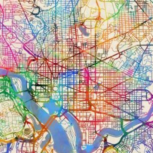 輸入壁紙 カスタム壁紙 PHOTOWALL / Washington DC Street Map (e311414)