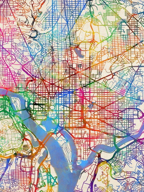 輸入壁紙 カスタム壁紙 PHOTOWALL / Washington DC Street Map (e311414)