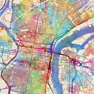 輸入壁紙 カスタム壁紙 PHOTOWALL / Philadelphia Pennsylvania City Street Map (e311416)