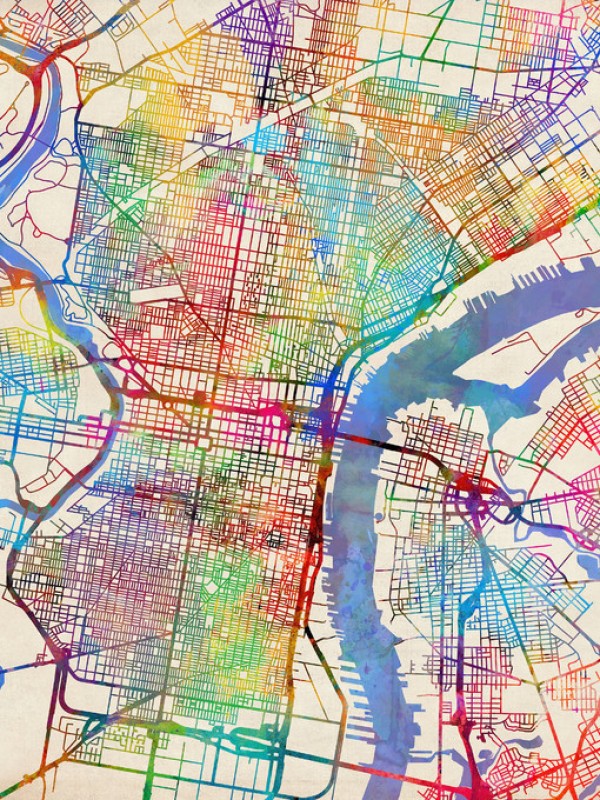 輸入壁紙 カスタム壁紙 PHOTOWALL / Philadelphia Pennsylvania City Street Map (e311416)